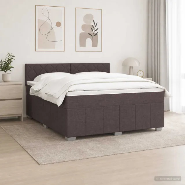 vidaXL Boxspringbed met matras Donkerbruin 160 x 200 cm Stof