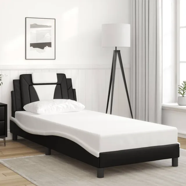 vidaXL Bedframe "Viana" zonder matras kunstleer zwart en wit 90x190 cm