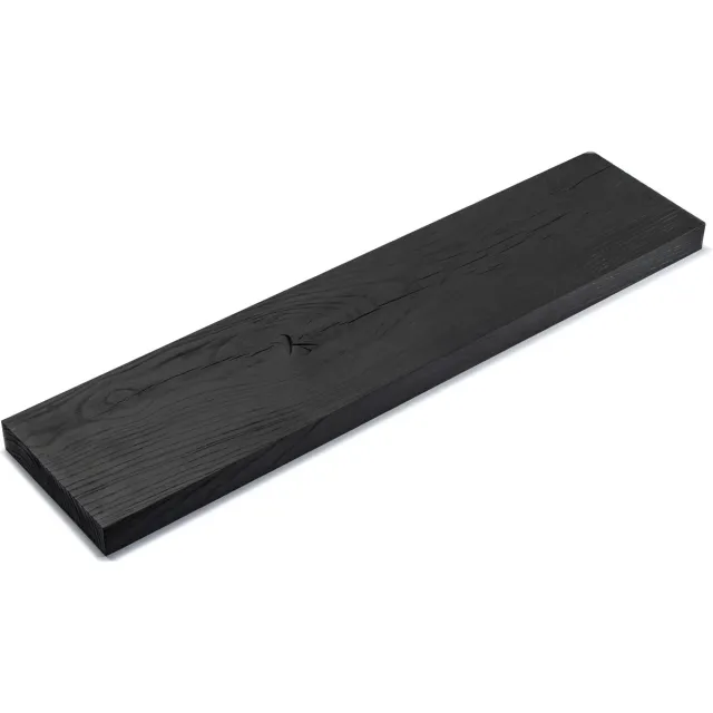 Tu Las Massief houten zwevende wandplank - 94 x 22 x 4 cm - Handgemaakte langwerpige boekenplank - Essen hout zwart