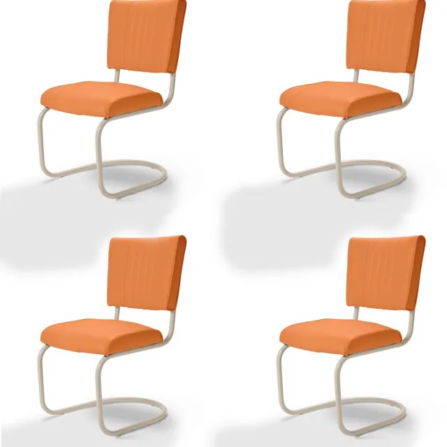 Bel Air Retro Fifties Furniture Prospect MP OffWhite Orange Set van 4