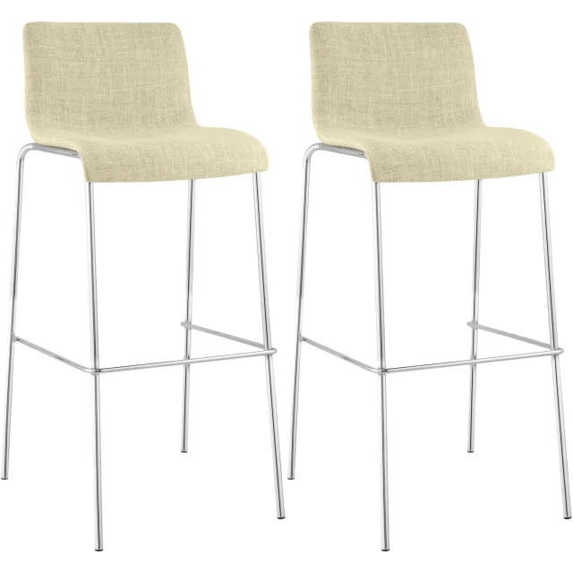 Luxe Comfort Barkruk - Set van 2 - Stof - Crème creme chroom