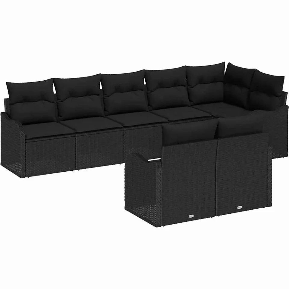 vidaXL Tuin Sofa Set 8 st Zwart poly rattan