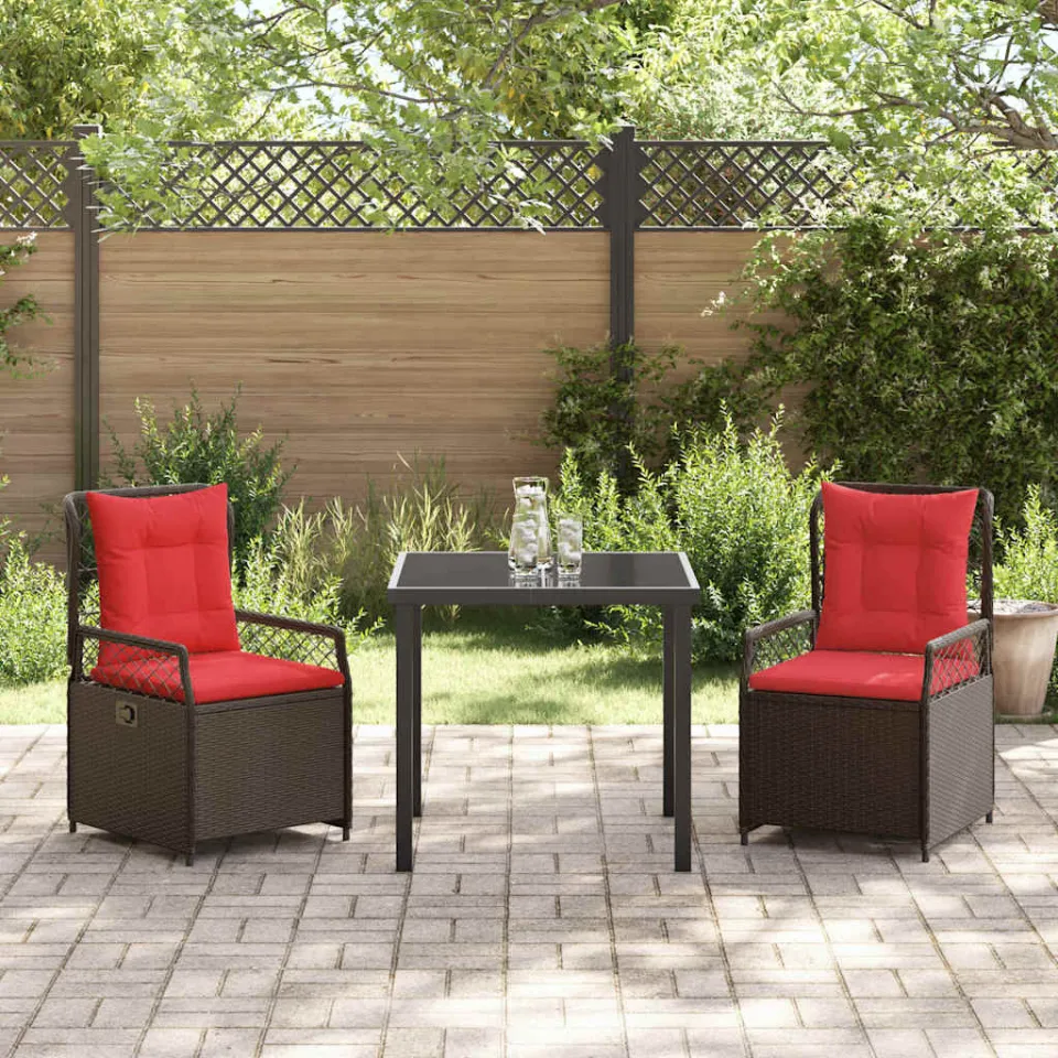 vidaXL Tuin eettafelset 3 st Bruin poly rattan, foto 3