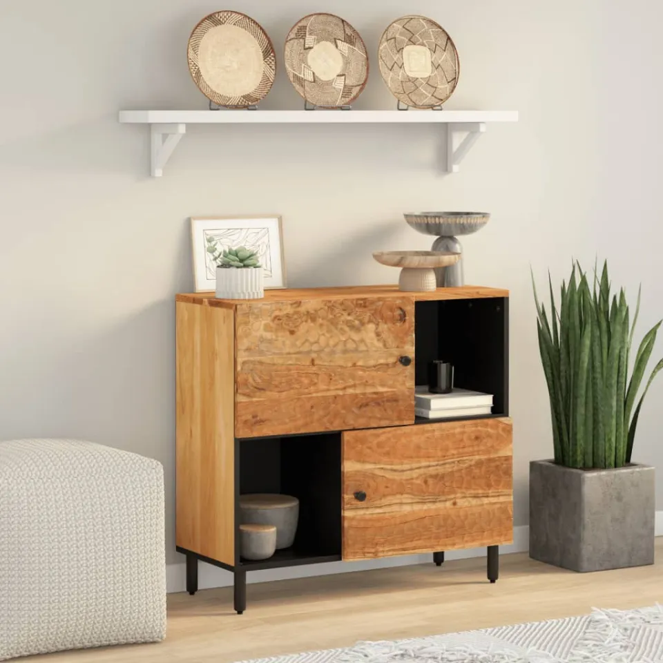 vidaXL Bijzetkast 80x33x75 cm massief acaciahout bruin, foto 2