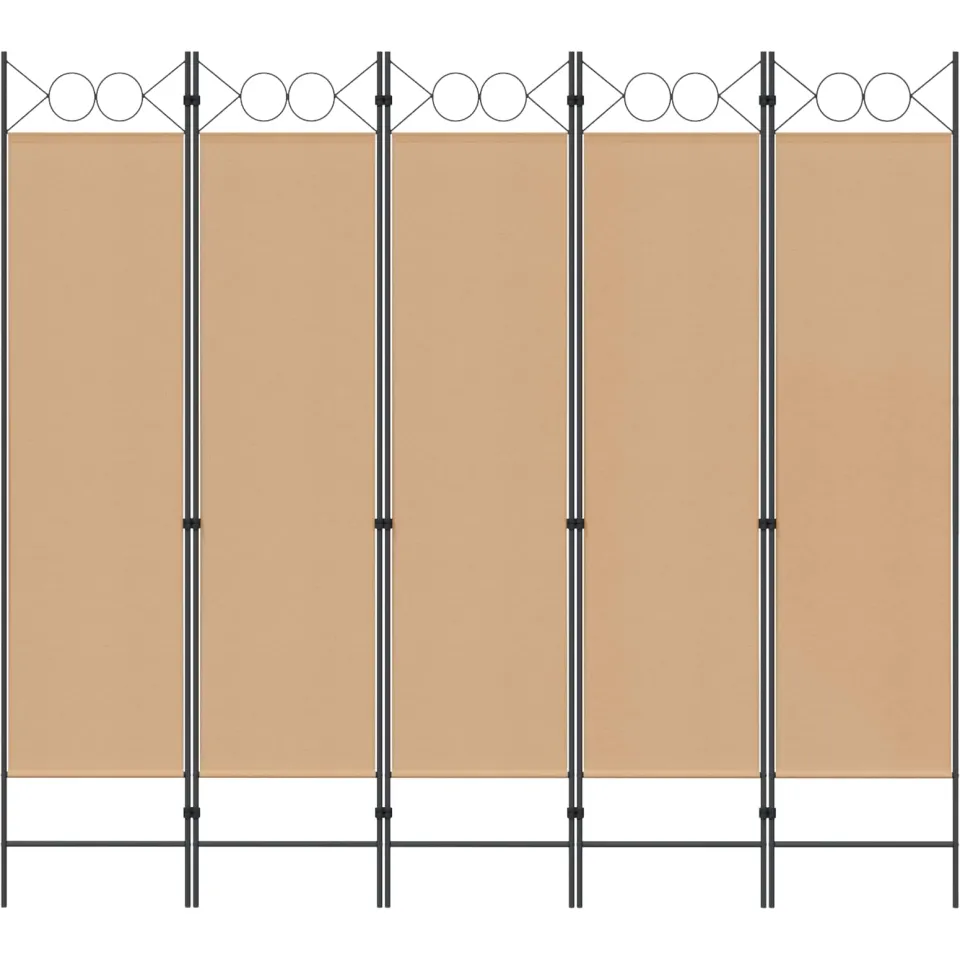 vidaXL 5-Panel Room Divider Beige 200 x 180 cm Stof, foto 4