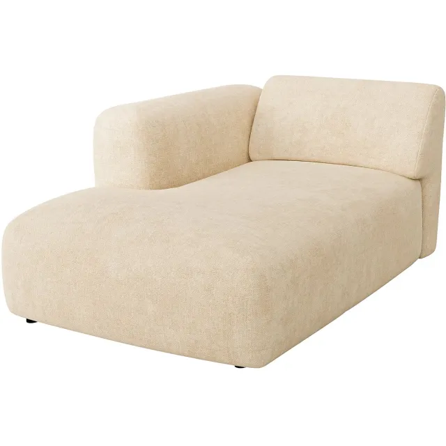 Vente-unique Chaise longue links zonder slaapgedeelte met armleuning in beige stof van Maison Céphy POGNI