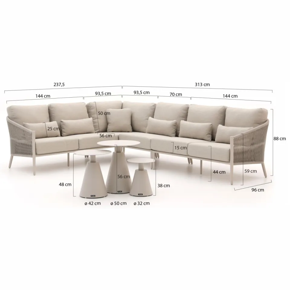 Bellagio tuinmeubelen Bellagio Mineo/Tusa hoek loungeset 7-delig links taupe, foto 2