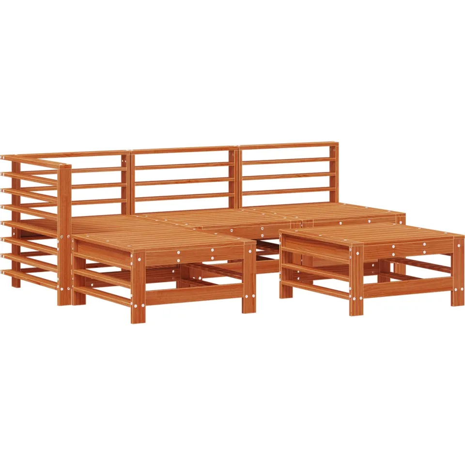 vidaXL Tuin loungeset 5 st Wasbruin Massief grenenhout