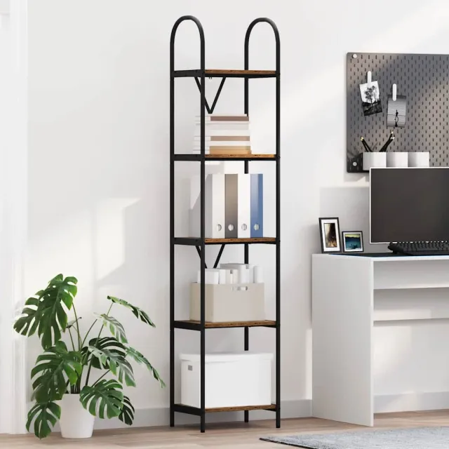 vidaXL Boekenkast 5-laags 40 x 30 x 183 cm Bewerkt hout Oudhout bruin, foto 2
