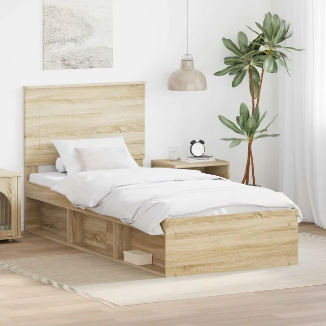 vidaXL Bedframe Sonoma Eiken 75 x 190 cm Massief grenenhout Bruin