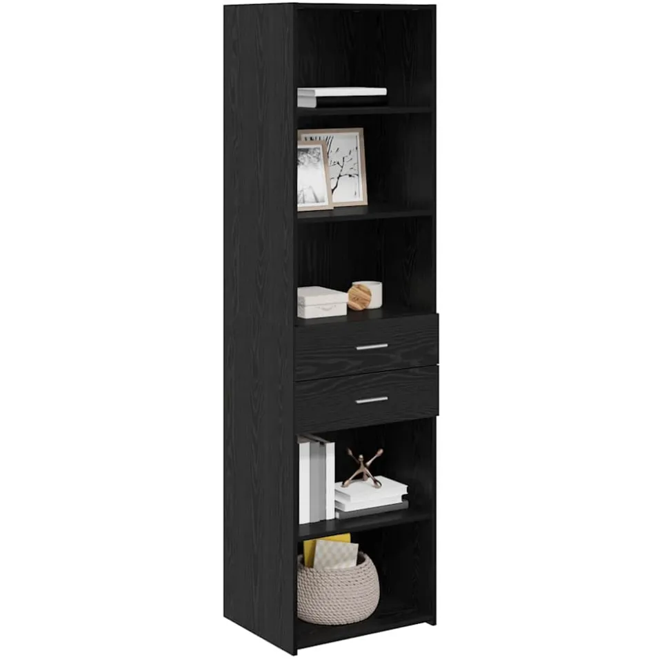 vidaXL Highboard Zwart Eiken 50 x 42,5 x 185 cm Bewerkt hout