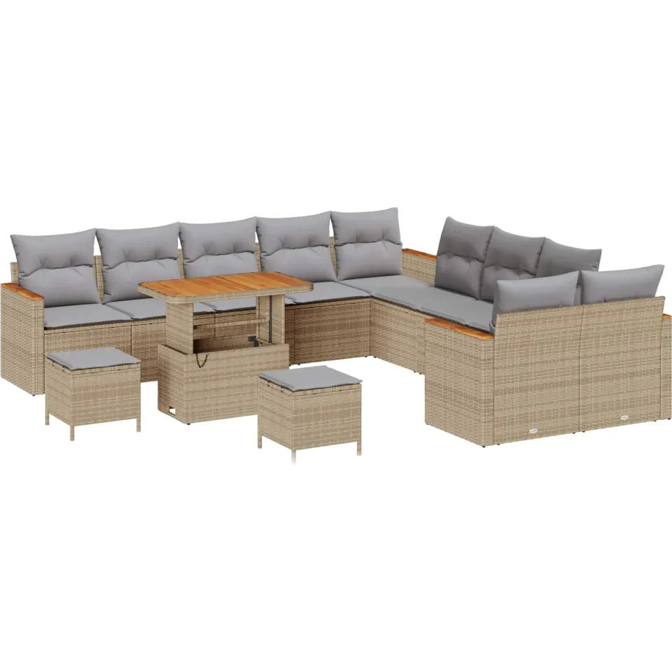 vidaXL Tuinbankenset 13 st Beige poly rattan