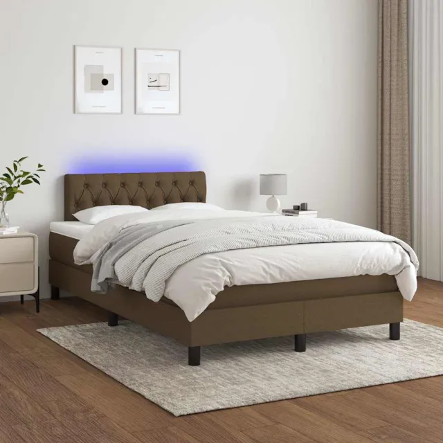 vidaXL Boxspring met matras en LED stof donkerbruin 120x200 cm bruin