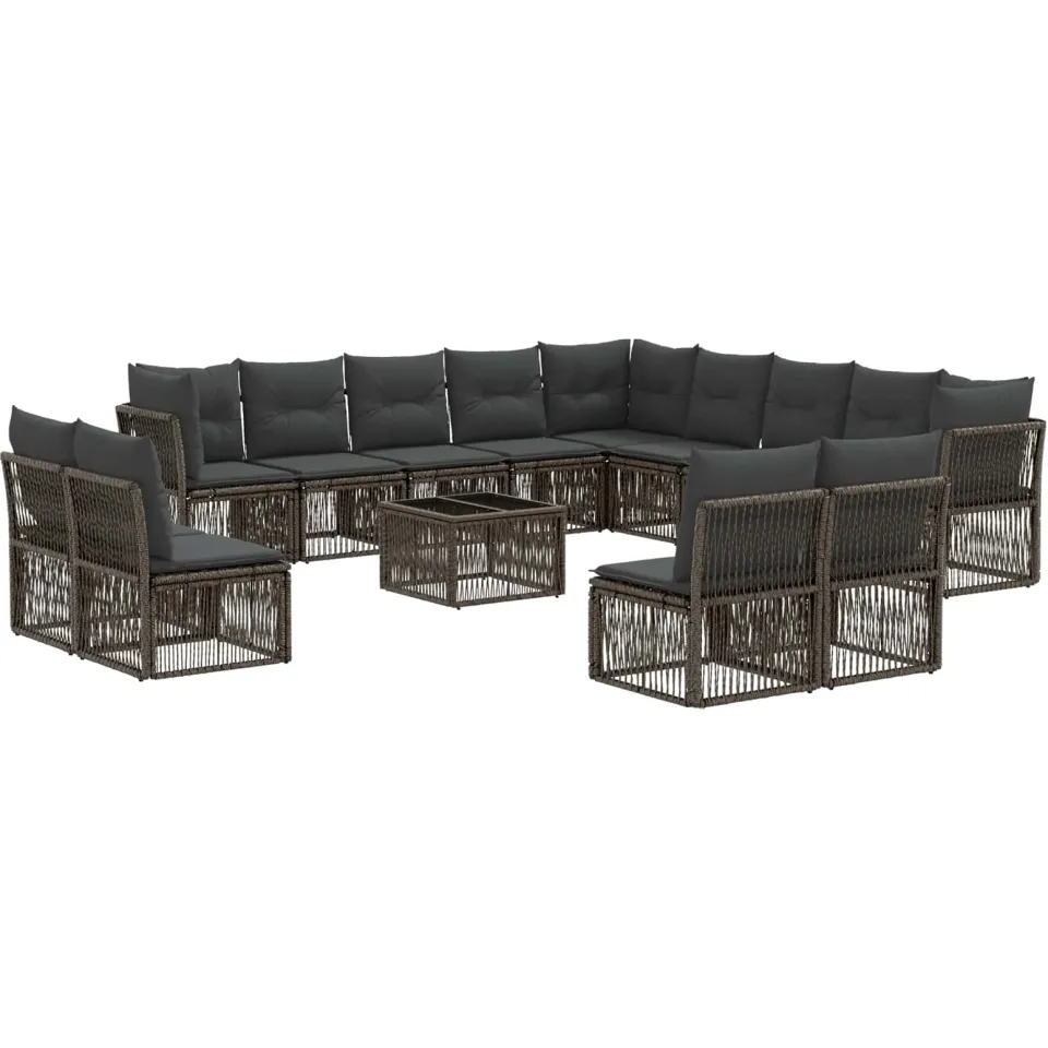 vidaXL Tuinbankenset 14 st Grijs poly rattan, foto 3