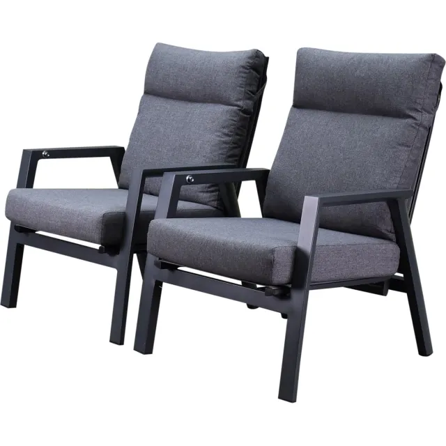 AVH-Collectie Vegas lounge balkonset 2 delig verstelbaar antraciet