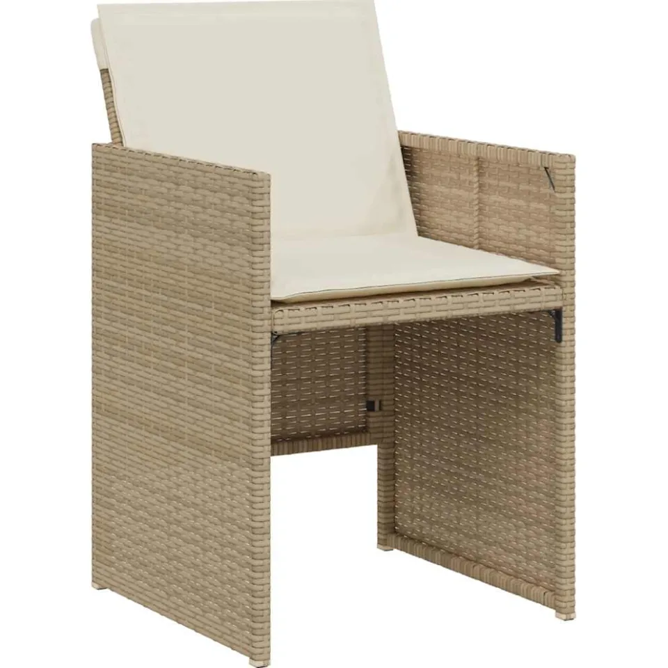 vidaXL 3-delige Bistroset met kussens poly rattan beige