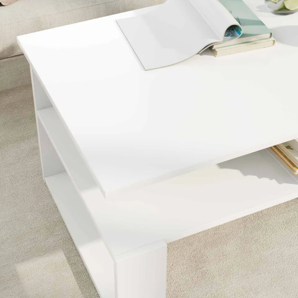 vidaXL Salontafel Wit 90 x 50 x 40 cm Bewerkt hout, foto 4