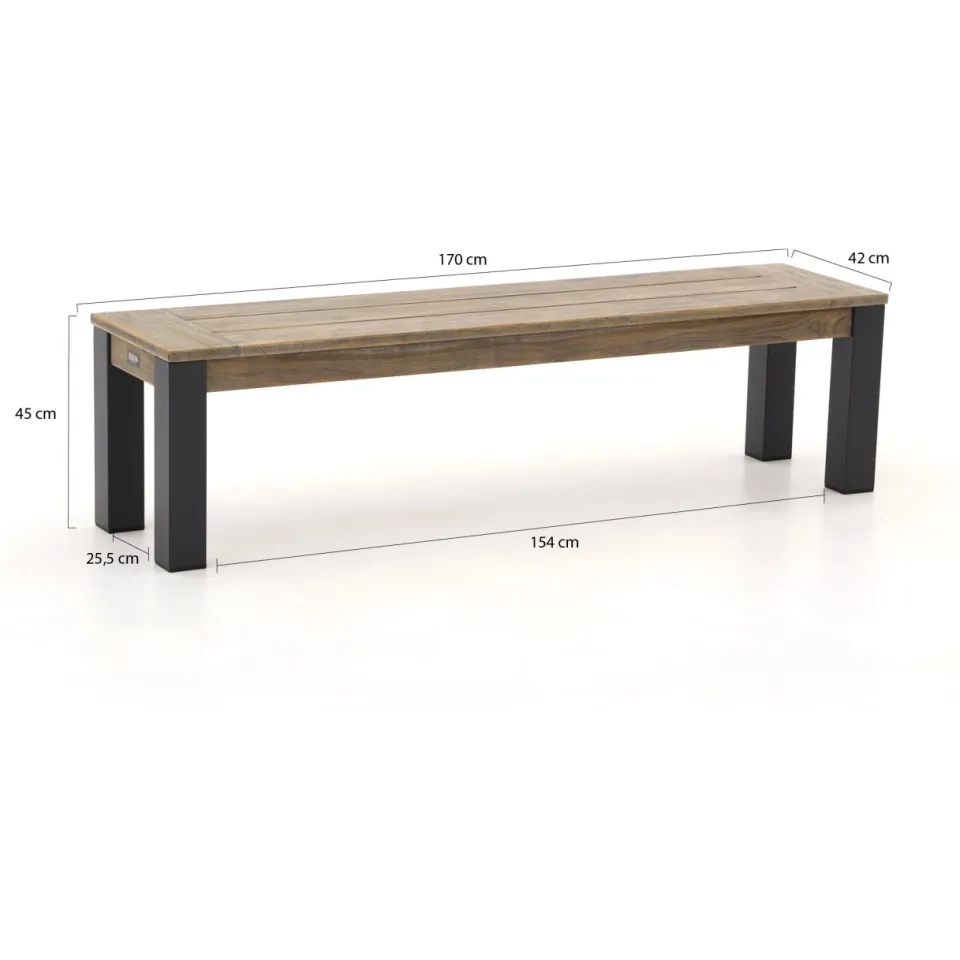 ROUGH Furniture ROUGH-S/ROUGH-X 180cm dining tuinset met bank 4-delig stapelbaar Bruin