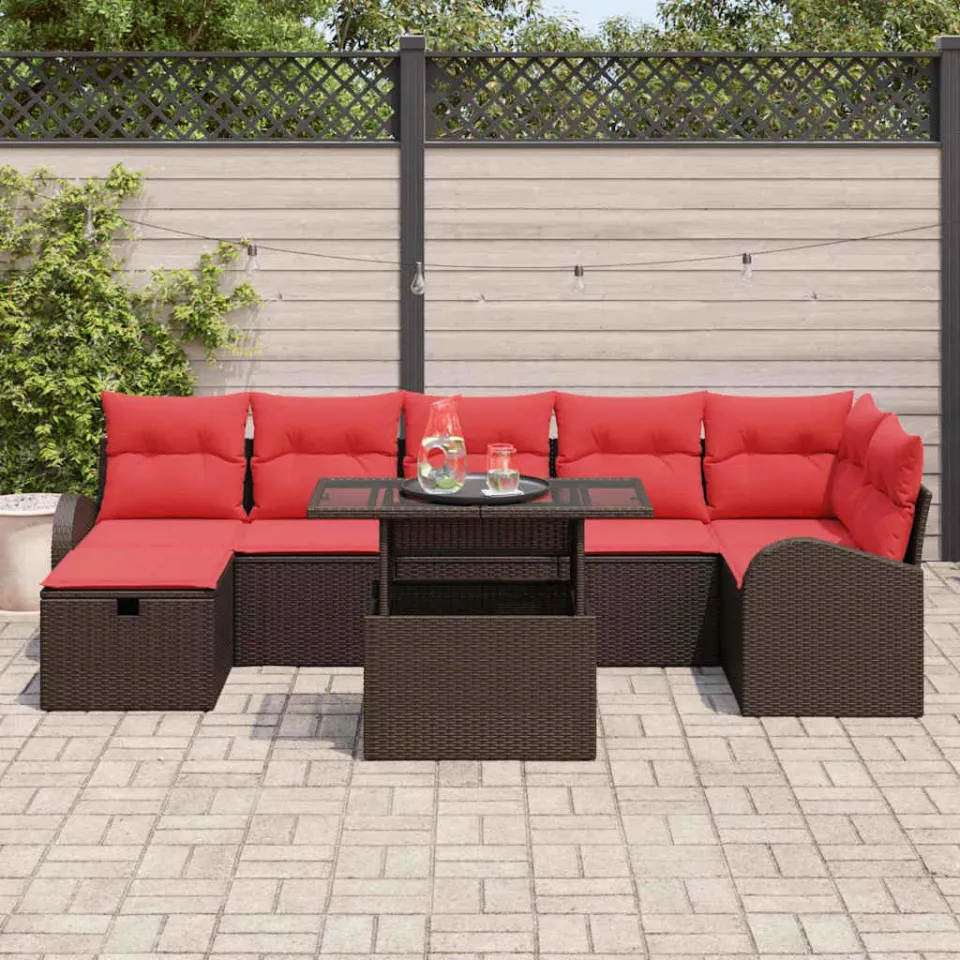 vidaXL Tuin Sofa Set 8 st Bruin poly rattan, foto 3