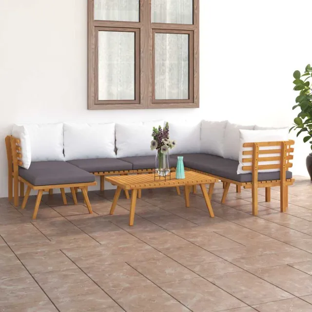 vidaXL 8-delige Loungeset met kussens massief acaciahout bruin, foto 2