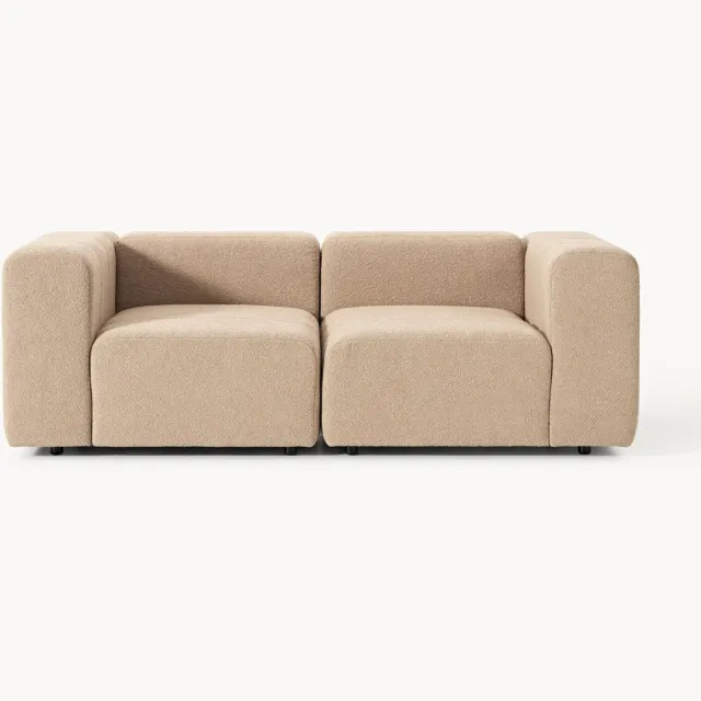 Westwing Collection Modulaire bank Lena (2-zits) van bouclé Beige