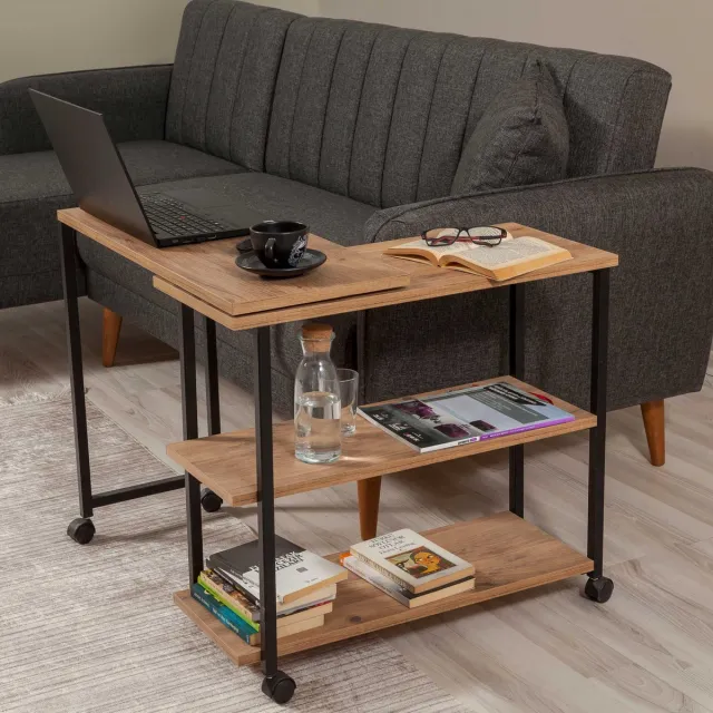 Skye Decor Bijzettafel - Stijlvol Zwart & Eiken Design - 70x63x76cm - Duurzaam Melamine Materiaal Bruin