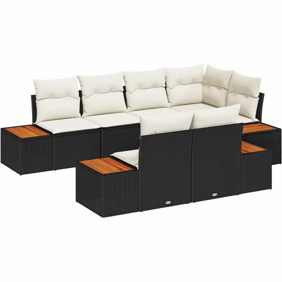 vidaXL Tuin Sofa Set 7 st Zwart poly rattan