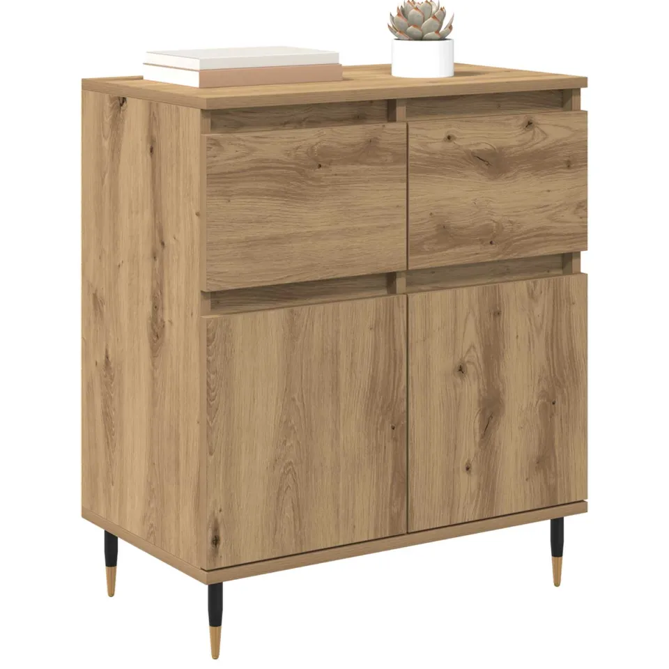 vidaXL Dressoir Artisan Eiken 60 x 35 x 70 cm Gemonteerd hout en ijzer Bruin