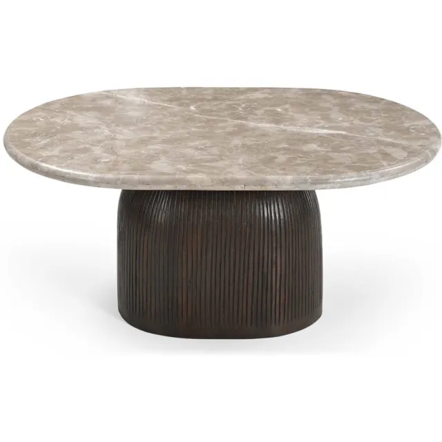 Starfurn Salontafel Noel - Ovaal Bruin Hout/Marmer - 90x60x40cm