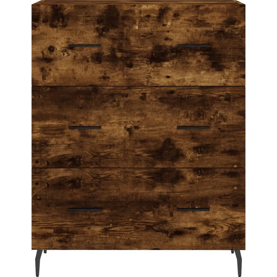 vidaXL Dressoir 69,5x34x90 cm bewerkt hout gerookt eikenkleurig