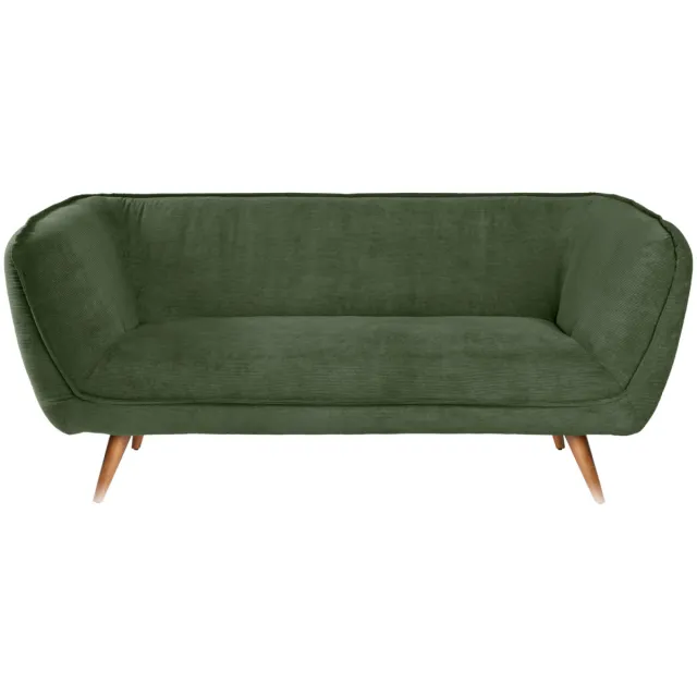 Vega Bank Kelso ribstof, 3-zits; 183x88x76 cm (BxDxH); zitting groen, frame beuken