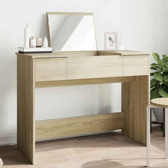 vidaXL Kaptafel met spiegel 100x45x76 cm sonoma eikenkleurig Bruin