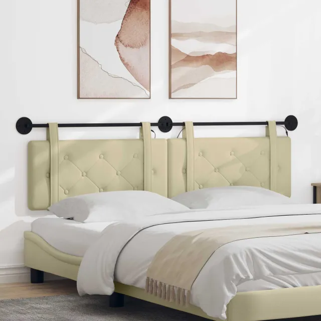 vidaXL Hangend hoofdbord Crèmekleurig Kunstleer