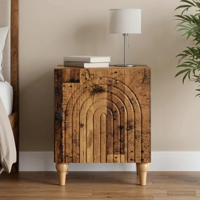 vidaXL Nachtkastje Oud hout 43 x 34,5 x 50 cm Bewerkt hout Bruin