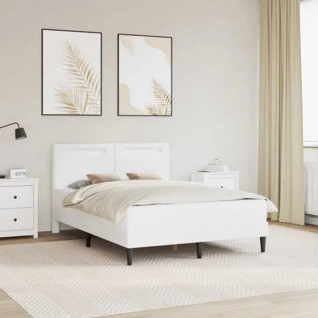 vidaXL Bedframe met LED-stripverlichting Wit 160 x 200 cm Kunstleer