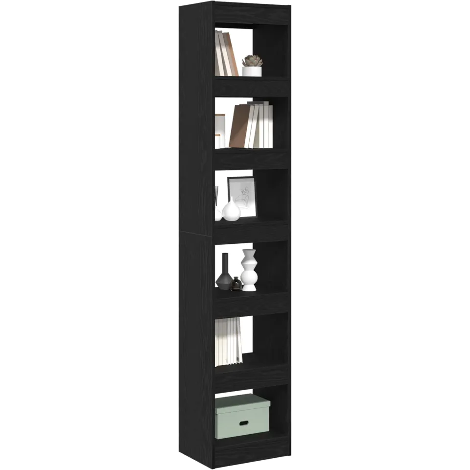 vidaXL Boekenkast 6-laags 40 x 30 x 198 cm Bewerkt hout Zwart Eiken