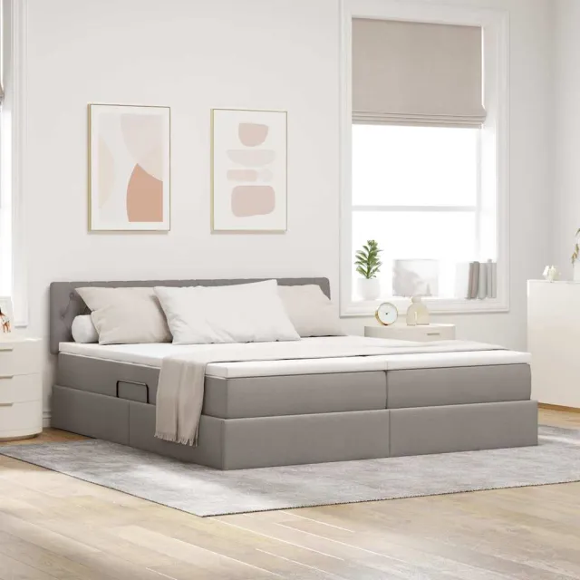 vidaXL Opslag bed met hoofdeinde 2 st Taupe Nep Leer