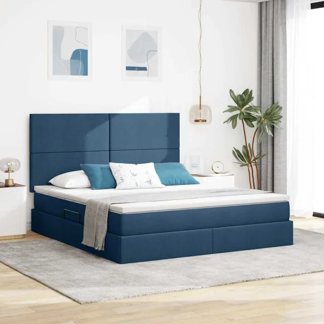 vidaXL LED Opslagbed met Matras Blauw 180 x 200 cm Stof