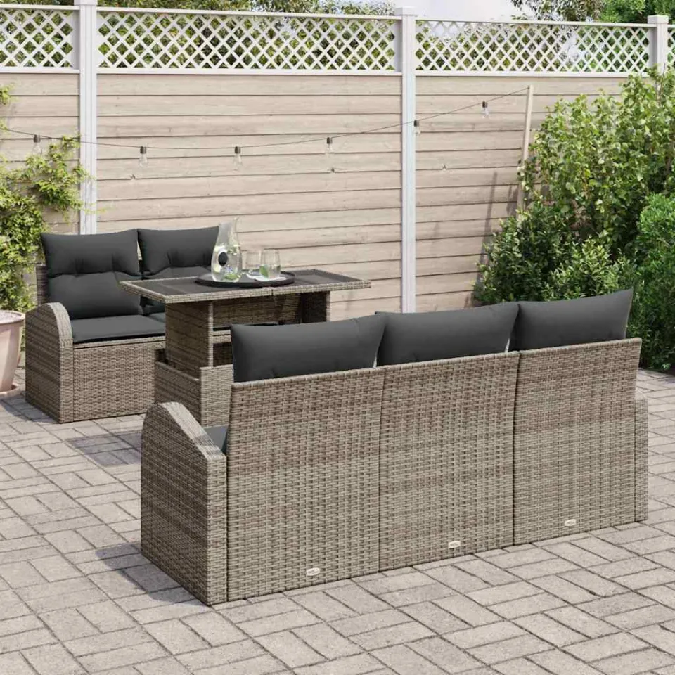 vidaXL Tuin Sofa Set 6 st Grijs poly rattan, foto 3
