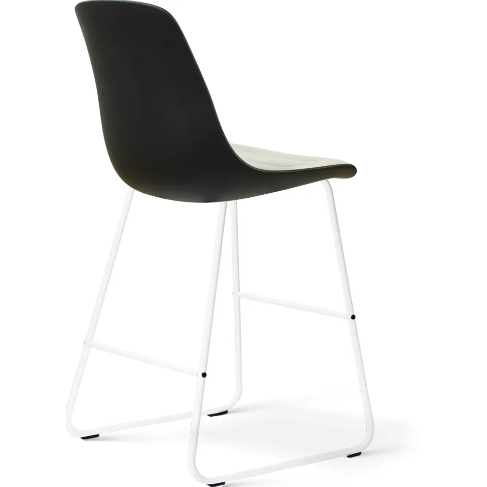 Nolon Nino-Liv barkruk zwart met naturelbeige zitkussen - wit onderstel - 65 cm, foto 3