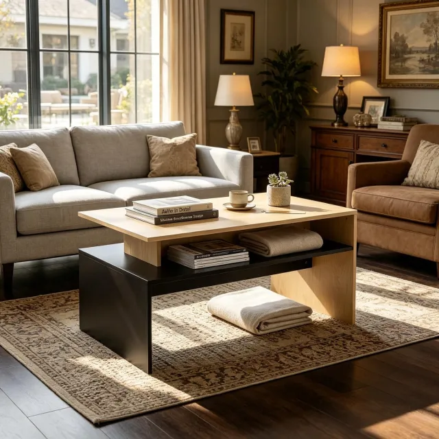 STILVORA Salontafel - Modern Design Met Open Opbergvak - Voor Woonkamer En Kleine Ruimtes - MDF - Zwart Natuurlijk - 95x55x50 Cm Zwart/Naturel hout