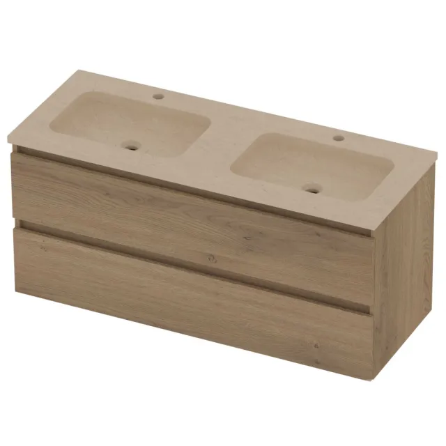 Basic-Line Rocky 46 Badmeubelset Hardsteen 120x46x54 cm R46SSEPO120D2 Pure Oak Sand Stone Beige