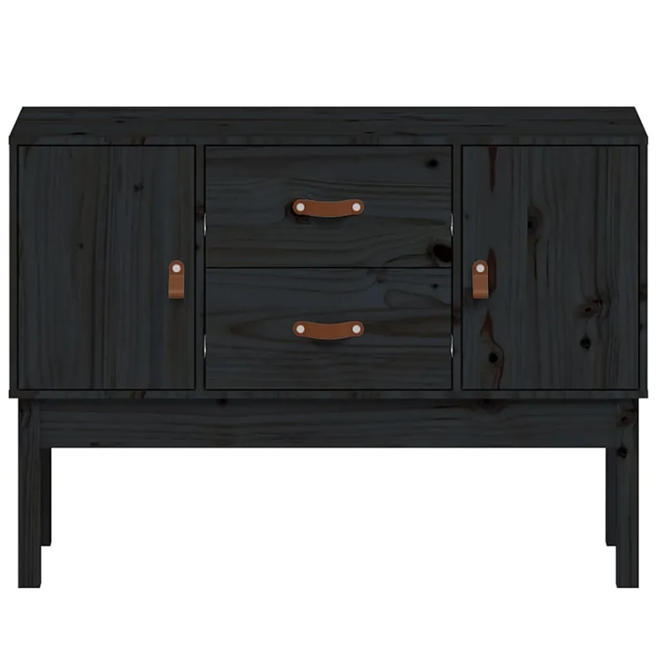 vidaXL Dressoir 110x40x78 cm massief grenenhout zwart, foto 4