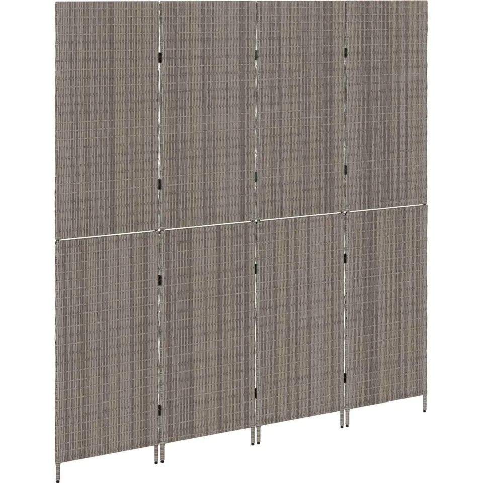 vidaXL Kamerverdeler Grijs 195 x 180 cm poly rattan