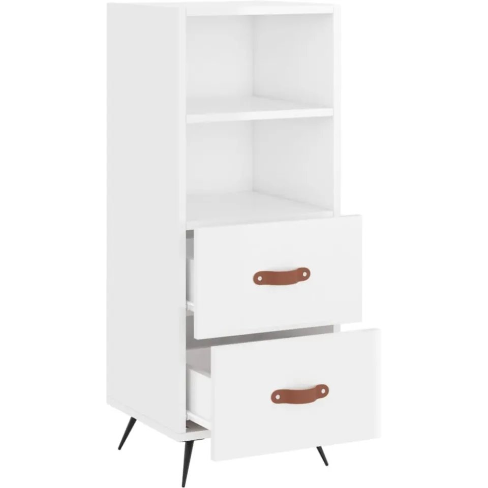 vidaXL Dressoir 34,5x34x90 cm bewerkt hout hoogglans wit