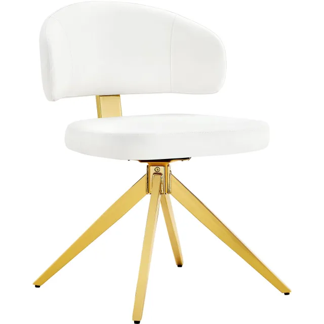 MUVANO Witte draaibare eetkamerstoelen set van 2 - eetkamerstoelen van kunstleer - gebogen rugleuning - stalen vierpootonderstel, 77 cm, keuken en woonkamer