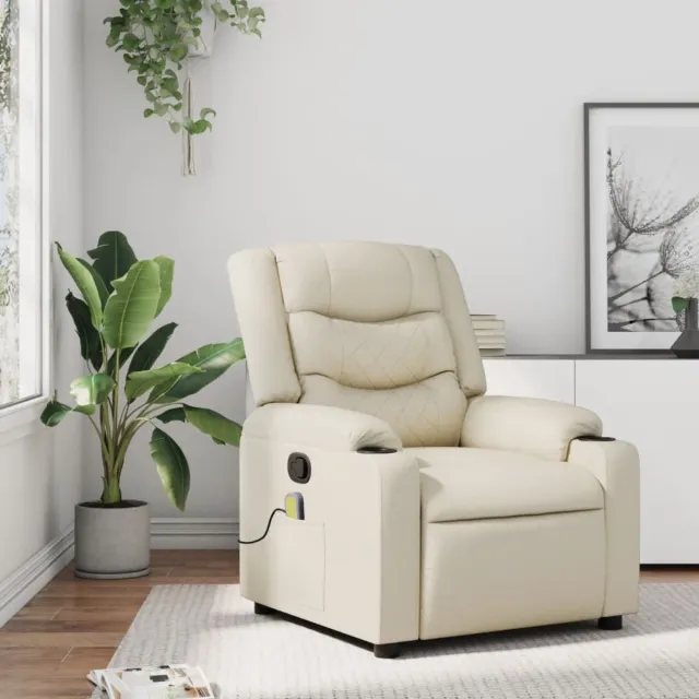 vidaXL Massagestoel - van - kunstleer - in - crèmekleur