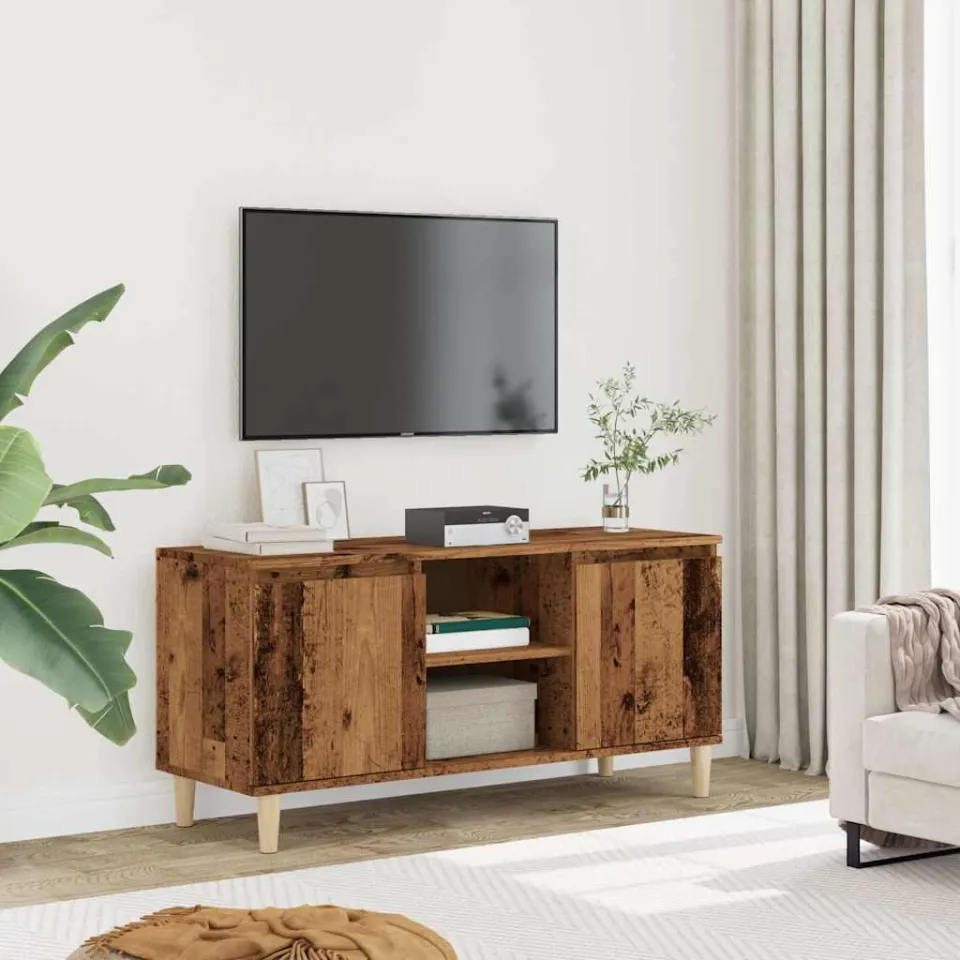 vidaXL Tv-meubel 102x35x50 cm bewerkt hout oud houtkleurig bruin, foto 2