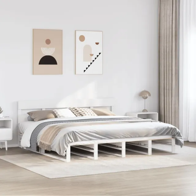 vidaXL Bedframe zonder matras massief grenenhout wit 200x200 cm