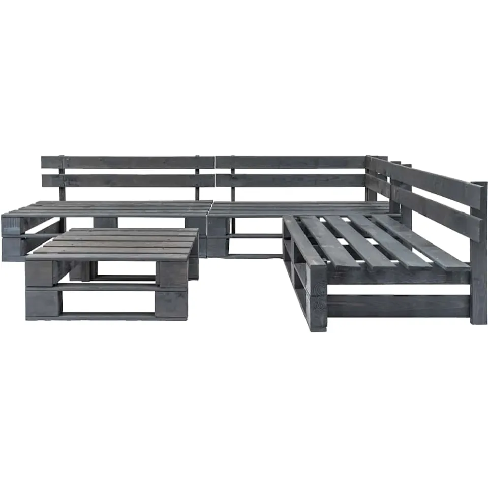 vidaXL 4-delige Loungeset pallet hout grijs, foto 2